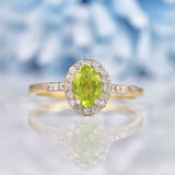 Ellibelle Jewellery Peridot & Diamond 9ct Gold Halo Ring