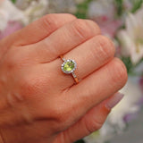 Ellibelle Jewellery Peridot & Diamond 9ct Gold Halo Ring