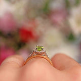 Ellibelle Jewellery Peridot & Diamond 9ct Gold Halo Ring