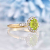 Ellibelle Jewellery Peridot & Diamond 9ct Gold Halo Ring