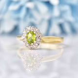 Ellibelle Jewellery Peridot & Diamond 9ct Gold Oval Cluster Ring