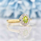 Ellibelle Jewellery Peridot & Diamond 9ct Gold Oval Cluster Ring