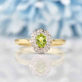 Ellibelle Jewellery Peridot & Diamond 9ct Gold Oval Cluster Ring