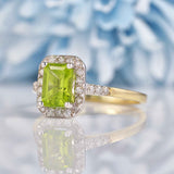 Ellibelle Jewellery Peridot & Diamond 9ct Gold Panel Ring