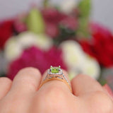Ellibelle Jewellery Peridot & Diamond 9ct Gold Panel Ring