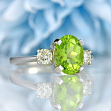 Ellibelle Jewellery Peridot & Diamond Platinum Three-Stone Engagement Ring (2.20cts)