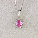 Ellibelle Jewellery Pink Sapphire & Diamond 18ct White Gold Cluster Pendant Necklace
