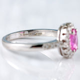 Ellibelle Jewellery Pink Sapphire & Diamond 18ct White Gold Halo Cluster Ring