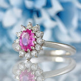 Ellibelle Jewellery Pink Sapphire & Diamond 18ct White Gold Oval Cluster Ring