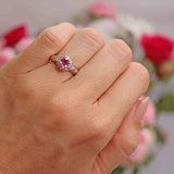 Ellibelle Jewellery Pink Sapphire & Vari-Cut Diamond Platinum Cluster Ring