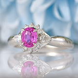 Ellibelle Jewellery Pink Sapphire & Vari-Cut Diamond Platinum Cluster Ring