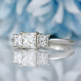Ellibelle Jewellery Platinum 1 Carat Princess-Cut Diamond Three-Stone Trilogy Ring