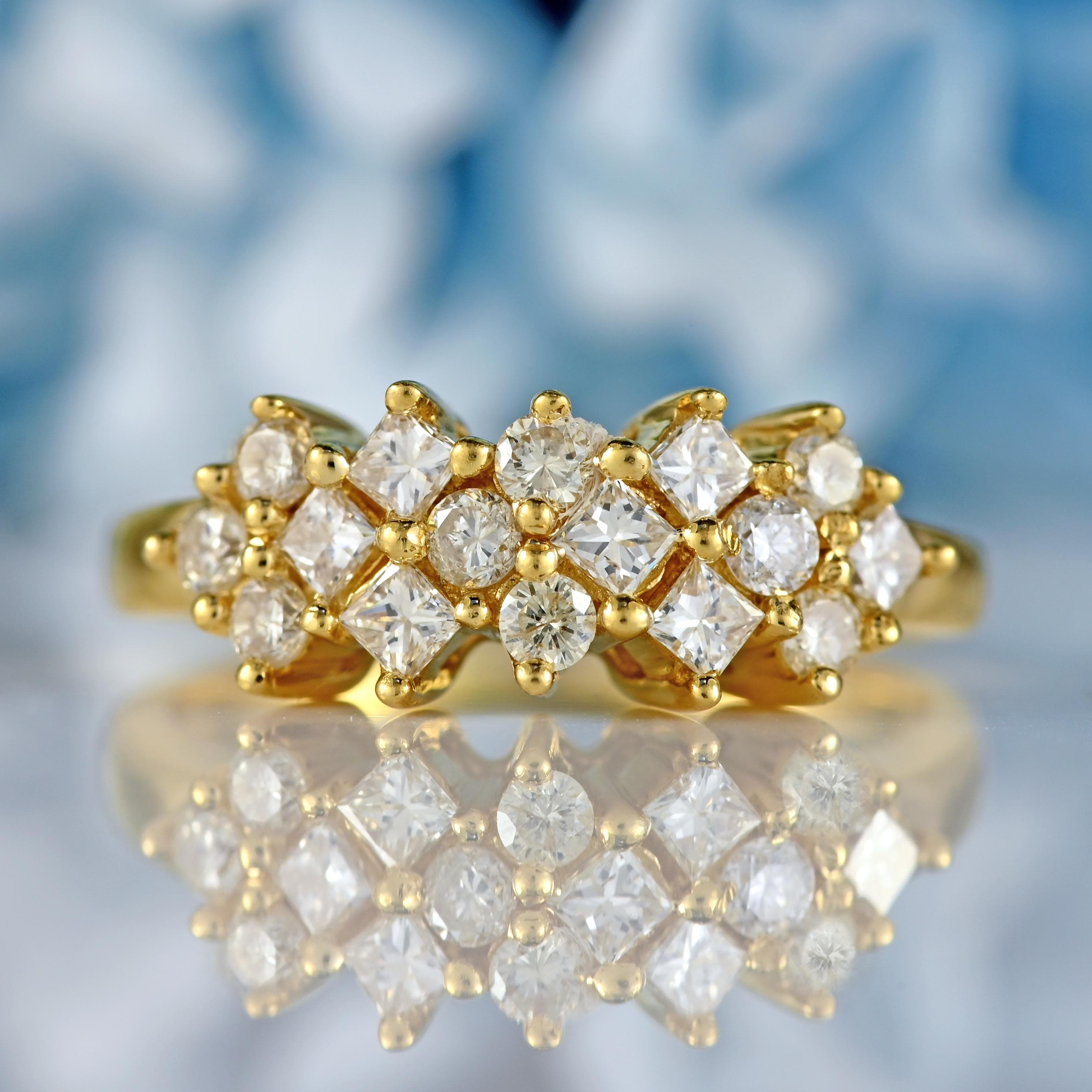 Princess & Brilliant Cut Diamond 18ct Gold Dress Ring (0.46cts) Ellibelle Jewellery Princess & Brilliant Cut Diamond 18ct Gold Dress Ring (0.46cts) Ellibelle Jewellery