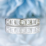 Ellibelle Jewellery Princess-Cut Diamond 18ct White Gold Half-Eternity Wedding Band Ring (1.05cts)