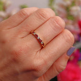 Ellibelle Jewellery Princess-Cut Ruby & Diamond 18ct Gold Half-Eternity Band Ring