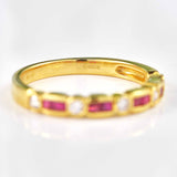 Ellibelle Jewellery Princess-Cut Ruby & Diamond 18ct Gold Half-Eternity Band Ring