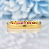Ellibelle Jewellery Princess-Cut Ruby & Diamond 18ct Gold Half-Eternity Band Ring