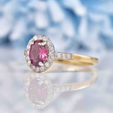 Ellibelle Jewellery Rhodolite Garnet & Diamond 9ct Gold Halo Ring