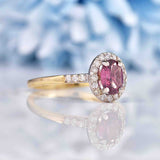 Ellibelle Jewellery Rhodolite Garnet & Diamond 9ct Gold Halo Ring