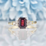 Ellibelle Jewellery Rhodolite Garnet & Diamond 9ct Gold Seven-Stone Ring