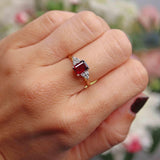 Ellibelle Jewellery Rhodolite Garnet & Diamond 9ct Gold Seven-Stone Ring