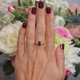 Ellibelle Jewellery Rhodolite Garnet & Diamond 9ct Gold Seven-Stone Ring