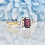 Ellibelle Jewellery Rhodolite Garnet & Diamond 9ct Gold Seven-Stone Ring