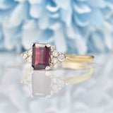 Ellibelle Jewellery Rhodolite Garnet & Diamond 9ct Gold Seven-Stone Ring