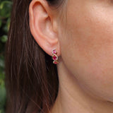 Ellibelle Jewellery Ruby & Diamond 18ct Gold Drop Earrings