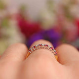 Ellibelle Jewellery Ruby & Diamond 18ct Gold Half-Eternity Thin Band Ring