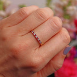 Ellibelle Jewellery Ruby & Diamond 18ct Gold Half-Eternity Thin Band Ring