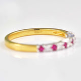 Ellibelle Jewellery Ruby & Diamond 18ct Gold Half-Eternity Thin Band Ring