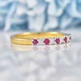 Ellibelle Jewellery Ruby & Diamond 18ct Gold Half-Eternity Thin Band Ring