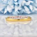 Ellibelle Jewellery Ruby & Diamond 18ct Gold Half-Eternity Thin Band Ring