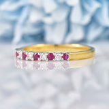 Ellibelle Jewellery Ruby & Diamond 18ct Gold Half-Eternity Thin Band Ring