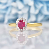 Ellibelle Jewellery Ruby & Diamond 18ct Gold Oval Cluster Ring (0.39ct)