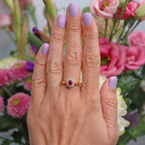 Ellibelle Jewellery Ruby & Diamond 18ct Gold Oval Cluster Ring (0.55ct)