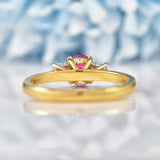 Ellibelle Jewellery Ruby & Diamond 18ct Gold Oval Three-Stone Engagement Ring (0.62ct)