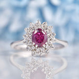 Ellibelle Jewellery Ruby & Diamond 18ct White Gold Cluster Engagement Ring