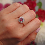 Ellibelle Jewellery Ruby & Diamond 18ct White Gold Cluster Engagement Ring