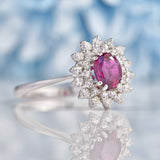 Ellibelle Jewellery Ruby & Diamond 18ct White Gold Cluster Engagement Ring