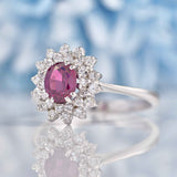 Ellibelle Jewellery Ruby & Diamond 18ct White Gold Cluster Engagement Ring