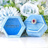 Ellibelle Jewellery Ruby & Diamond 18ct White Gold Double Cluster Ring
