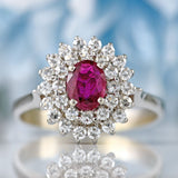 Ellibelle Jewellery Ruby & Diamond 18ct White Gold Double Cluster Ring