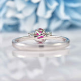 Ellibelle Jewellery Ruby & Diamond 18ct White Gold Oval Three-Stone Engagement Ring (0.42ct)