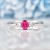 Ellibelle Jewellery Ruby & Diamond 18ct White Gold Oval Three-Stone Engagement Ring (0.42ct)