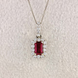 Ellibelle Jewellery Ruby & Diamond 18ct White Gold Pendant Necklace