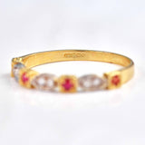 Ellibelle Jewellery Ruby & Diamond 9ct Gold Geometric Stacking Band Ring