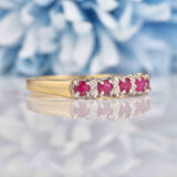 Ellibelle Jewellery Ruby & Diamond 9ct Gold Half-Eternity Band Ring