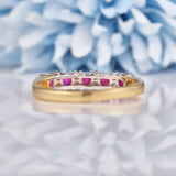 Ellibelle Jewellery Ruby & Diamond 9ct Gold Half-Eternity Band Ring